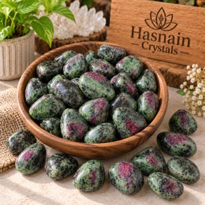 1kg Ruby Zoisite Tumbled Stones, Bulk Polished Gemstone Pebbles, Natural Anyolite Crystals, Reiki Healing Chakras, Crystal Grid Decor