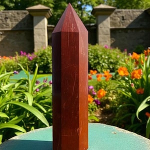 Giant  Red Jasper Crystal Tower | Polished Healing Stone for Grounding, Stamina, Vitality & Root Chakra Balancing Home Decor Gift 11inch