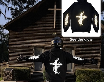 Reflektierender Biker Hoodie - Motorrad Streetwear Reiten Hoodie - Nachtfahrt Sicherheit Reflektierender Pullover Sweatshirt