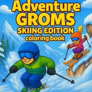 Ski fahren Malbuch für Kinder & Erwachsene | Winter Sport Druckbare Seiten | Skiing Journal | Adventure Groms Digitaler Download