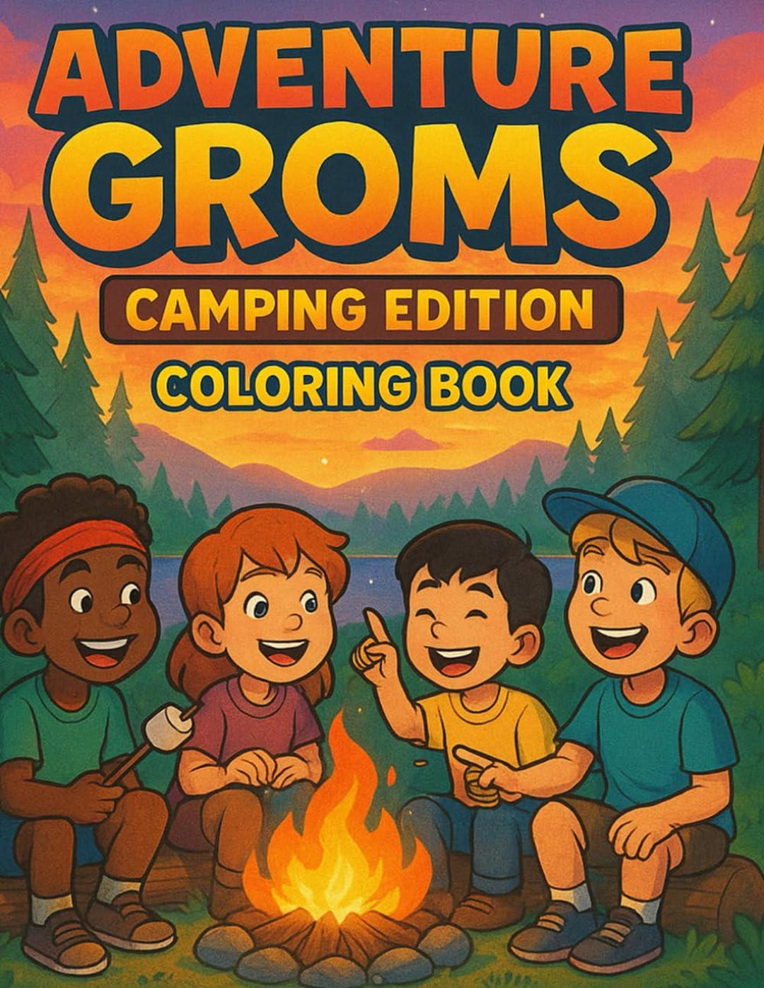 子供向けキャンプぬり絵：アウトドアアドベンチャー33ページ（デジタルダウンロード） - Etsy 日本, image size:1080x1396