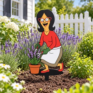 Handbeschilderde metalen tuinpaal, schattig tuinbordje voor het hele gezin, grappige plantenmarkering voor buiten, speelse tuindecoratie, cadeau voor de moestuin