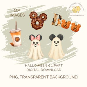 Pacchetto PNG di Halloween ispirato al topo / Download digitale di zucche autunnali / Clipart di acquerelli accoglienti