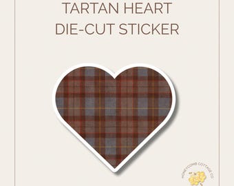 Outlander Inspired, Water Resistant, Die-Cut Sticker, Tartan, Hearts