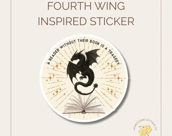 Fourth Wing Inspired Dragon Sticker | Romantasy Book Lover Gift