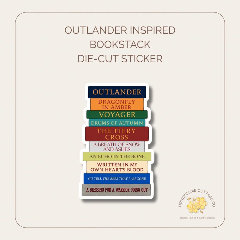 Outlander Inspired Book Stack Sticker | Historical Romance image 1
