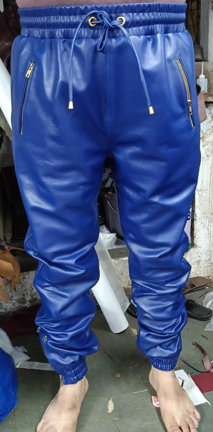 New Men's Joggers Pant 100% Real Lambskin Style Moto Biker Race Pant