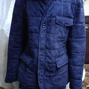 BASIC New Men's Blue Suede Leather Jacket Soft Lambskin Stylish Slim Fit Jacket