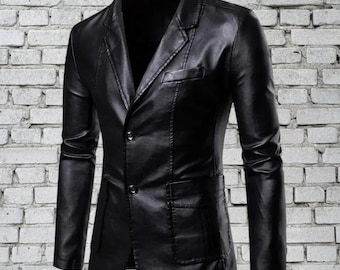 Blazer in morbida pelle di agnello: cappotto casual slim fit da uomo