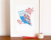 Blue Owl Print