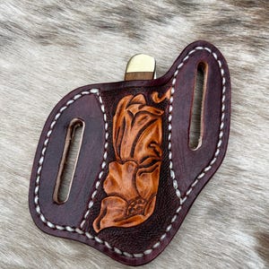 Custom Tooled Knife Sheath, Custom-made Knife Sheath, Leather Knife Sheath, Handmade Knife Sheath, Floral Knife Sheath
