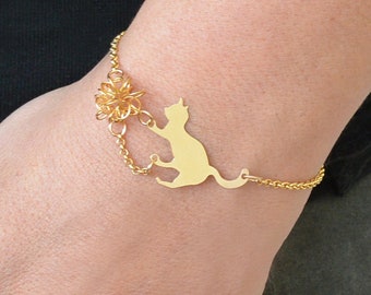 Cat Bracelet, Bracelet for Women, Cat Lover Gift, Cat Lover Jewelry, Handmade Kitten Bracelet, Unique Cat Gift, Kitty Bracelet, Cat Mom Gift
