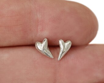 Tiny Heart Earrings, Simple Earrings Silver Stud, Everyday Jewelry, stackable earrings, Dainty Love jewelry, Valentines Day Gift for her