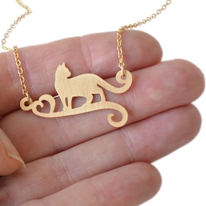 Katzen Halskette, Katzen Halskette Gold, Geschenk für Katzenliebhaber, KatzenHerz Halskette, Katzen schmuck, Gold Kätzchen, zierliche Katze Halskette, Minimalistische Katze