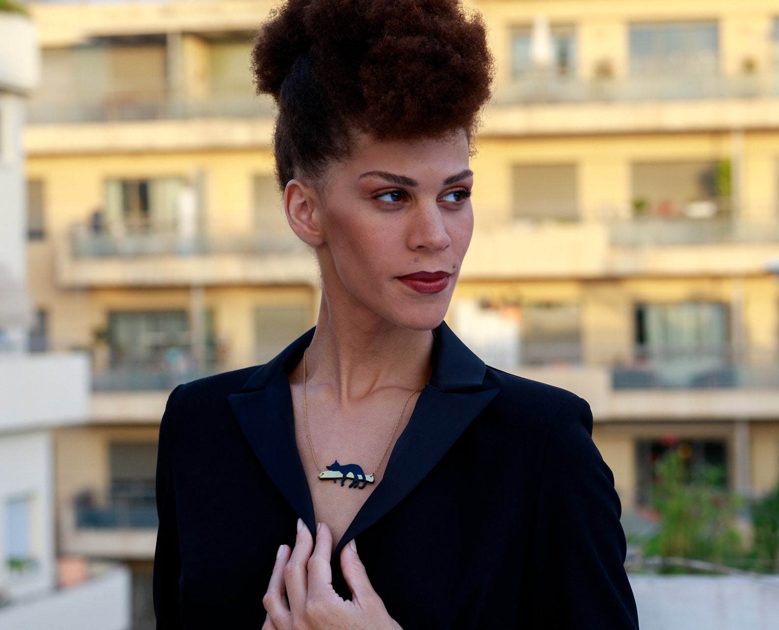 Black cat necklace statement necklace cat lover gift gift Etsy