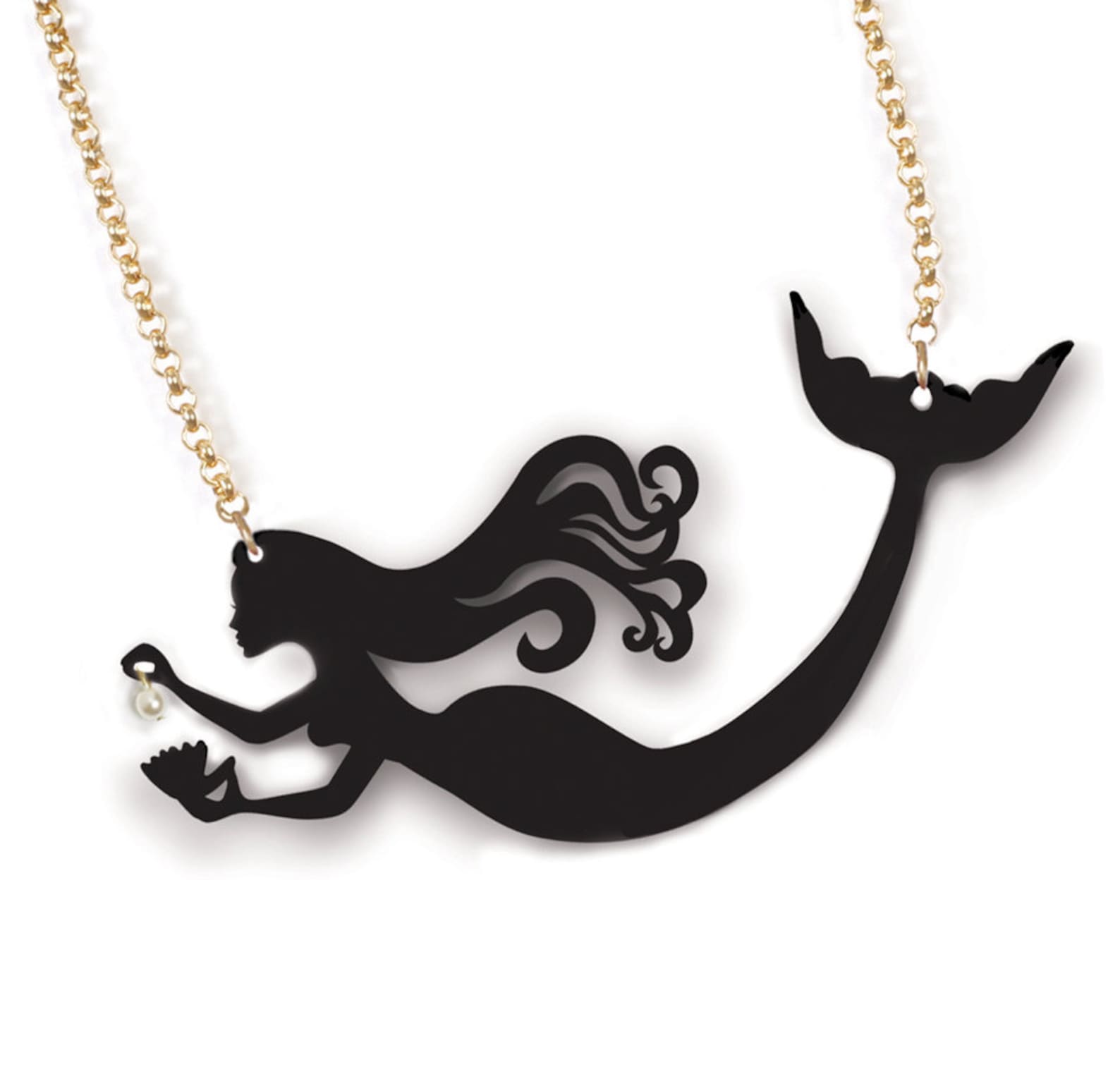 Mermaid Necklace Statement Necklace Siren Necklace Black Etsy