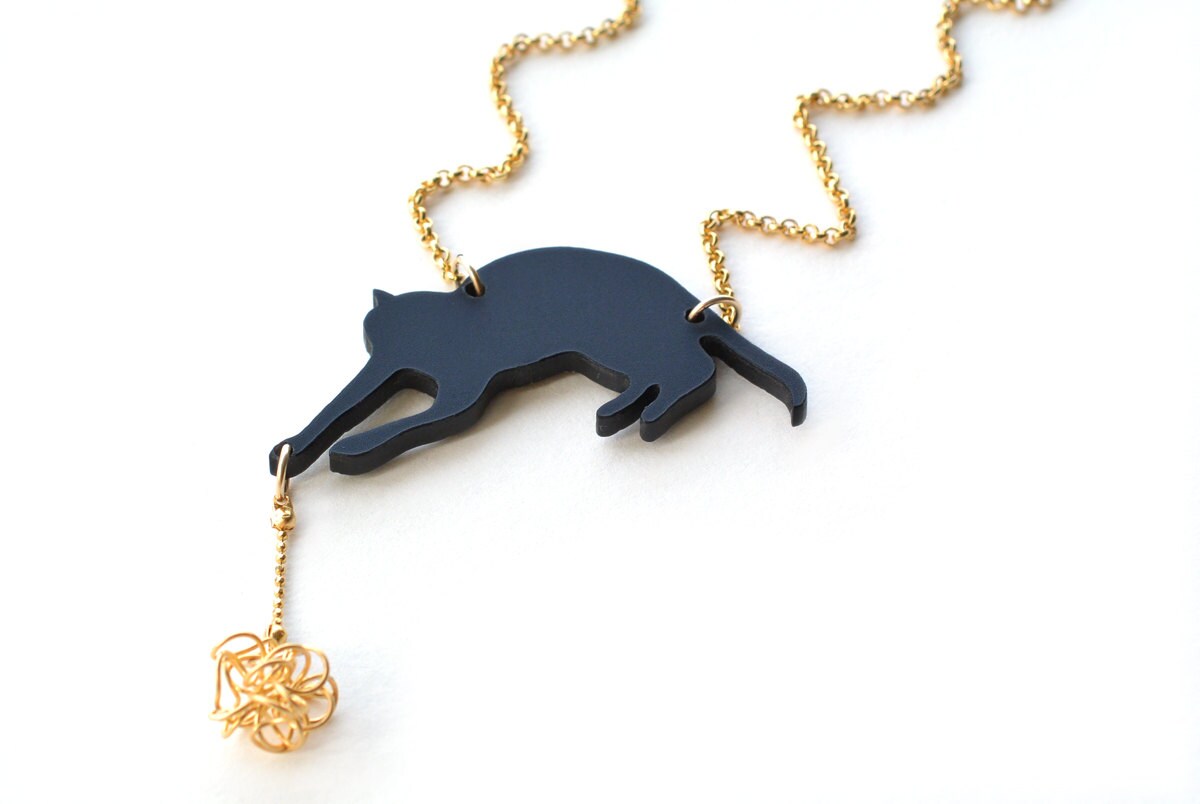 Black Kitty Cat Choker Necklace For Women - Gothic Enamel Charm On Leather Choker - View #9