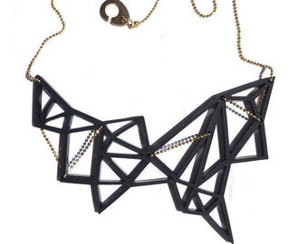 Statemant necklace, Geometric black triangle necklace, Black Acrylic abstract triangle necklace
