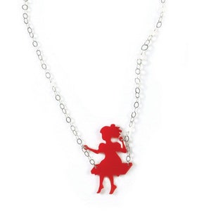 Girl on a swing, gift for mom, Chrismas gift, mother daughter gift, Red necklace, Red pendant, plexiglass necklace, swing necklace