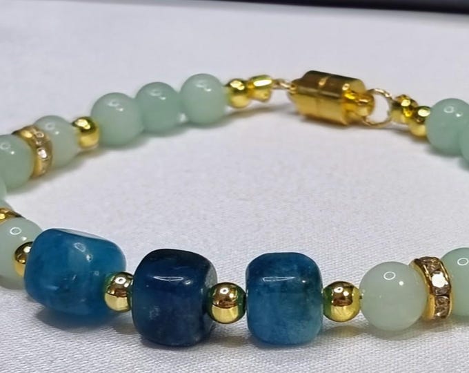 Armband • 18K vergoldeter Edelstahl • Malaysian Jade 6 mm