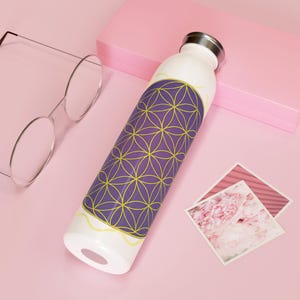 Flower of Life Stainless Steel Water Bottle, Flower of Life Insulated Bottle, Sacred Geometry Flask, Spiritual Gift