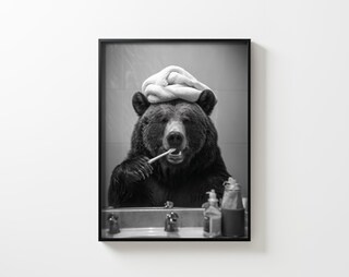Targa In Metallo Vintage Con Orso Che Si Lava Le Mani - Decorazione Da Parete Per Bagno E Cucina - Rustica E Impermeabile