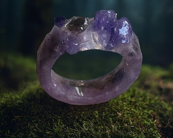 Anillo de amatista y artemisa - Flor del tercer ojo - Activación psíquica e intuición