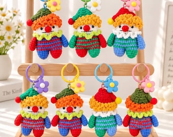Crochet clown joker keychain Circus Handmade Amigurumi birthday gift for her