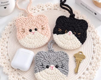 Crochet kitty cat coin pouch Purse wallet AirPods Case birthday gift for her