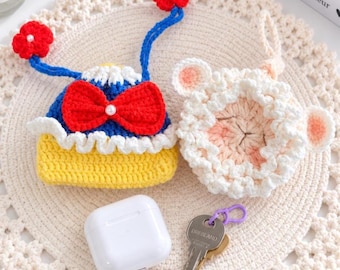 Crochet Coin Purse Pouch birthday gift snow white princess airpods case Handmade