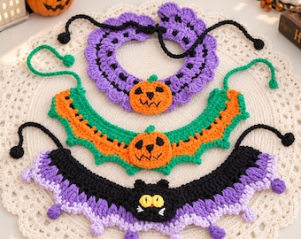 Crochet Halloween Cat Collar Dog bibs Pet Accessories Pet Neckwear Costume Gift for Pets