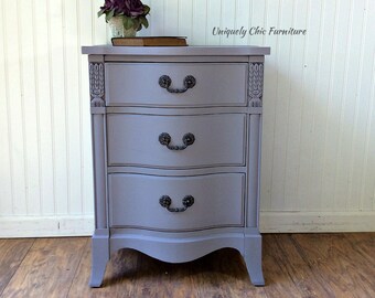 Gray Nightstand Etsy