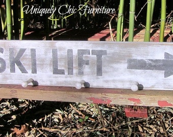 Ski Lift SIGN Cabin Lodge~Gift for Skier~Goggle Ski, Pole Holder-Coat Rack~Towel Rack, ski gear, organize- Ski Trail