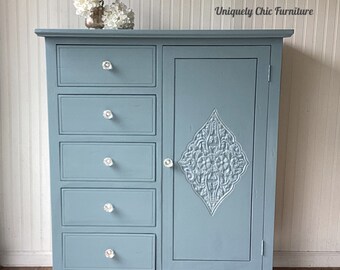 Blue Dresser, Cabinet, Armoire, Bedroom Furniture, Tall Dresser, Storage, Bathroom *Shipping isn’t free, please read description*