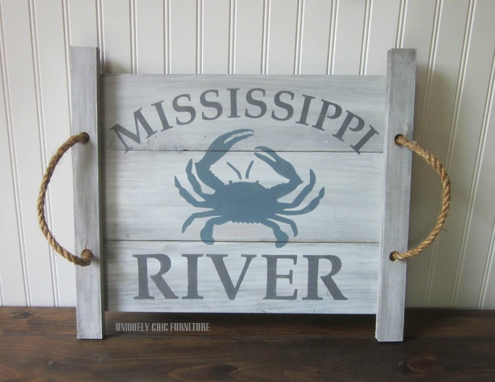Crab Pallet Wood Art~Custom Lettering~Ottoman Tray~Coffee Table Tray~Beach~Nautical~Coastal-Personalized Serving Tray