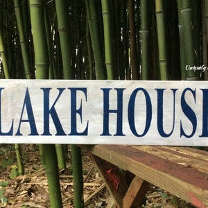 Lake House Wood Sign Wall Decor ArtNauticalCoastalCUSTOM COLORS image 2