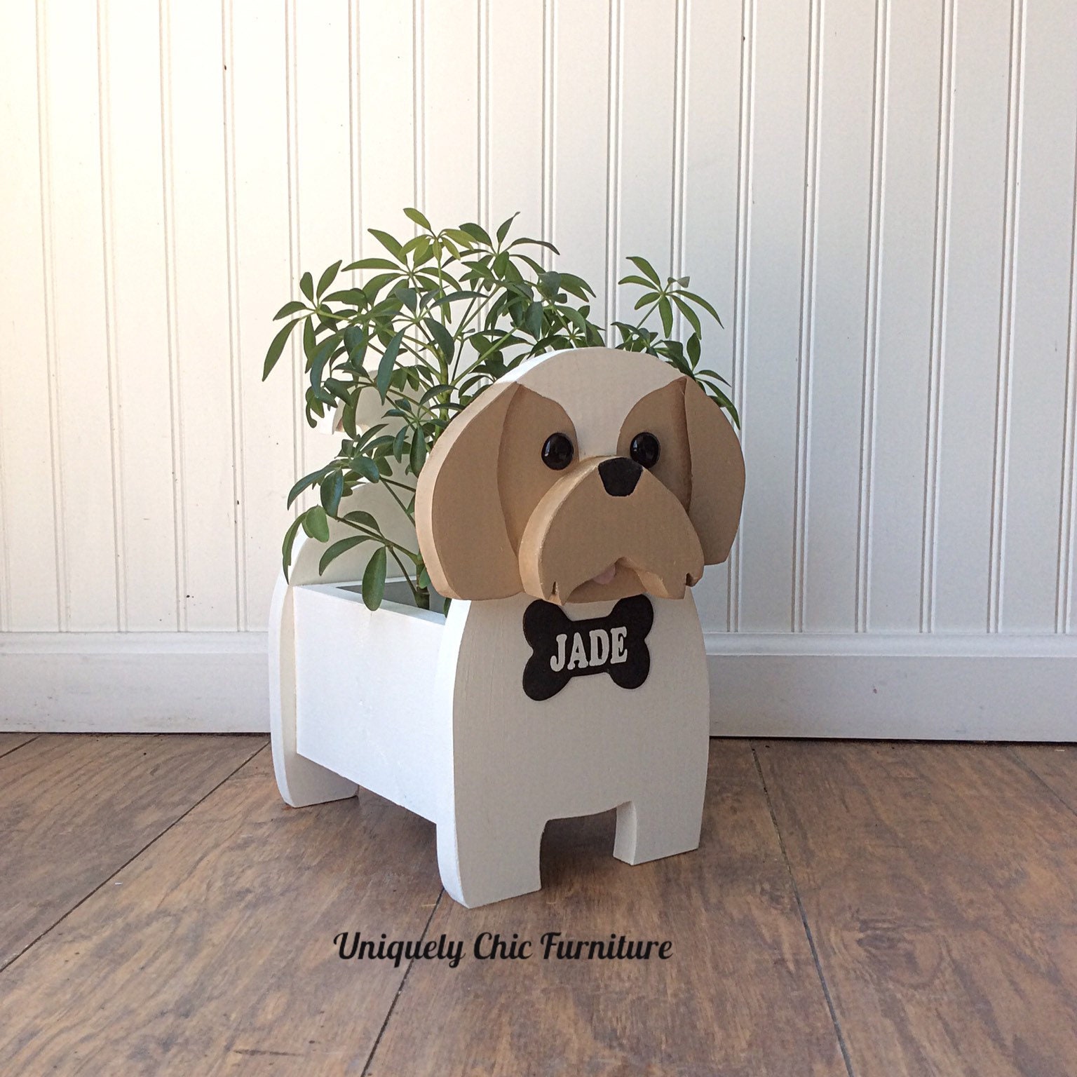 Dog Planter Small Breed Dog Lover Gift Wood Birthday Etsy