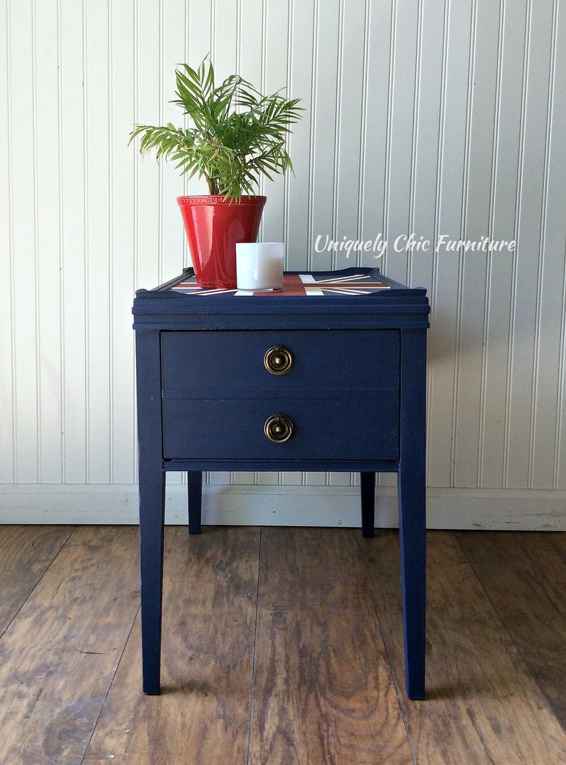 Nightstand Side table Union Jack Table Accent Table United Kingdom British Flag