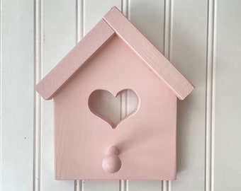Bird House, Wall Decor, Coat Hanger, Nursery, Girls Room, Painted, Heart, Wall Collage, Butterflies, Colorful