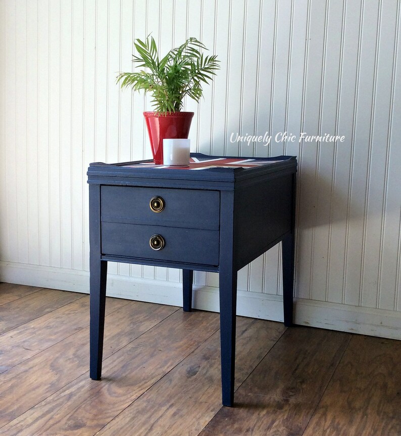 Nightstand Side table Union Jack Table Accent Table United Kingdom British Flag