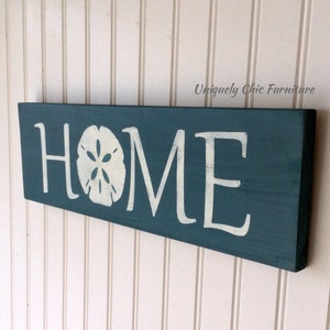 Beach Sign, HOME, Sand Dollar, Painted, CUSTOM COLORSBeach House DecorCoastal Home-Nautical, Wood sign image 2