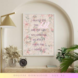 1 Samuel 1:27 | Scripture Wall Art, Vintage Bible Verse Print | Christian Home Decor, Faith-Inspired Printable
