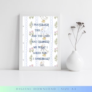1 Samuel 1:27 | Scripture Wall Art, Duck Nursery Bible Verse Print | Christian Home Decor, Faith-Inspired Printable