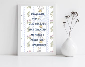 1 Samuel 1:27 Scripture Print | Duck Nursery Bible Verse (Digital Download)