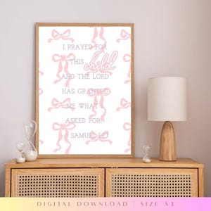 1 Samuel 1:27 | Scripture Wall Art, Bow Watercolor Bible Verse Print | Christian Home Decor, Faith-Inspired Printable