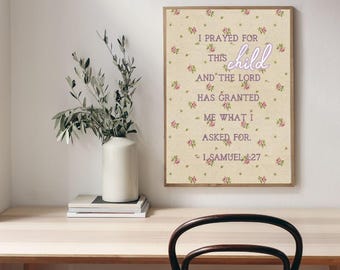 1Samuel 1:27 Schrift Wandkunst | Vintage Aquarell Bibelvers (Digitaler Download)
