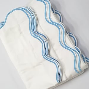400 Thread count White 100% cotton Sateen Scalloped Embroidery Duvet Cover set