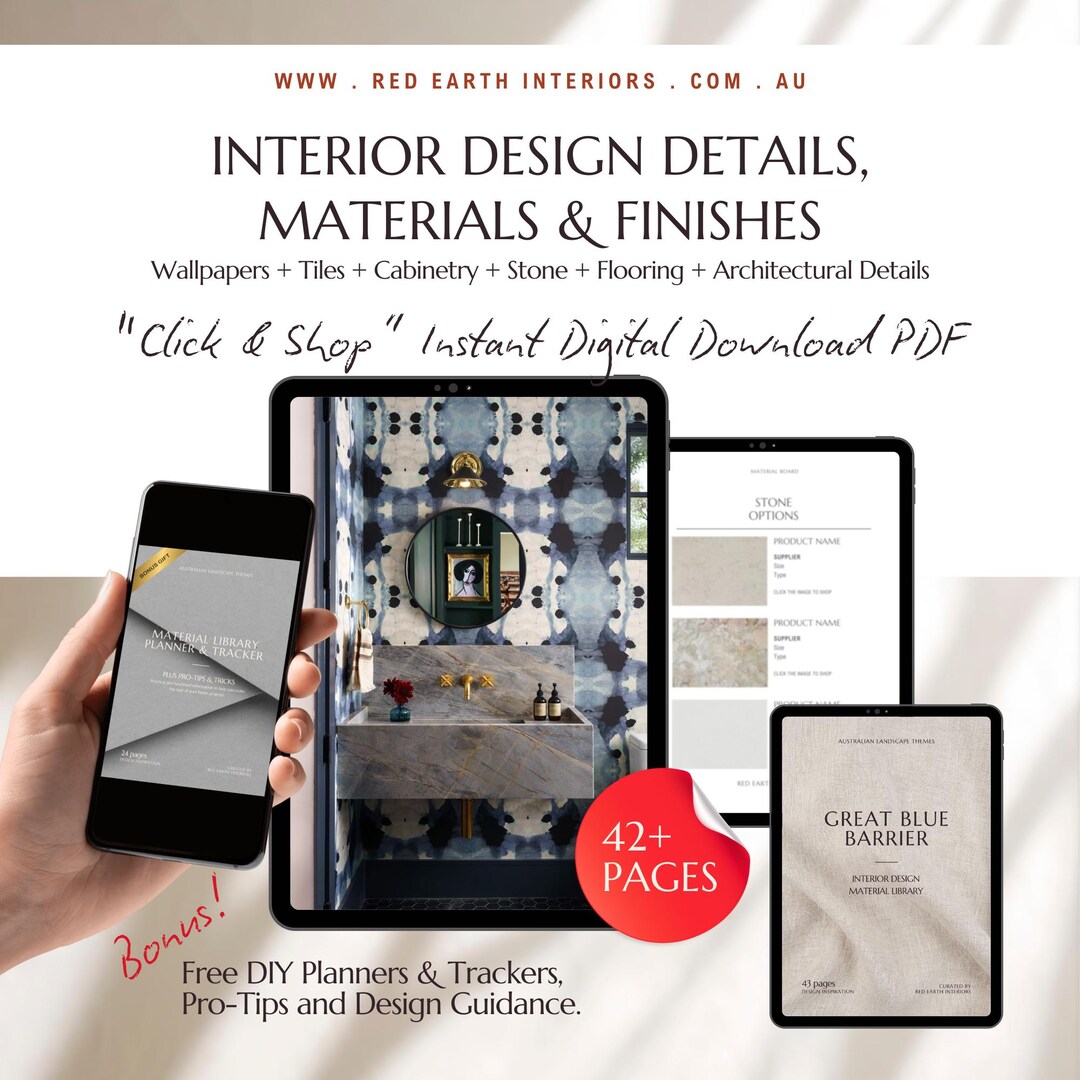 Interior Design Guide, Materials, Finishes, Shopping Lists (digital ...
