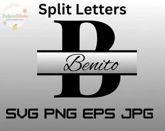 Split Monogram SVG Alphabet Bundle 26 Spilt Letter Svg Family Monogram Svg, Last Name Svg available in Pdf, EPS, Svg, Png, Jpg