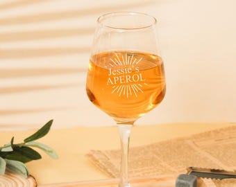 Personalised Aperol Spritz Glass,Custom Etching Glass,Engraved Party Glass,Bridal Party Idea,wedding glass,Aperol Aperitivo